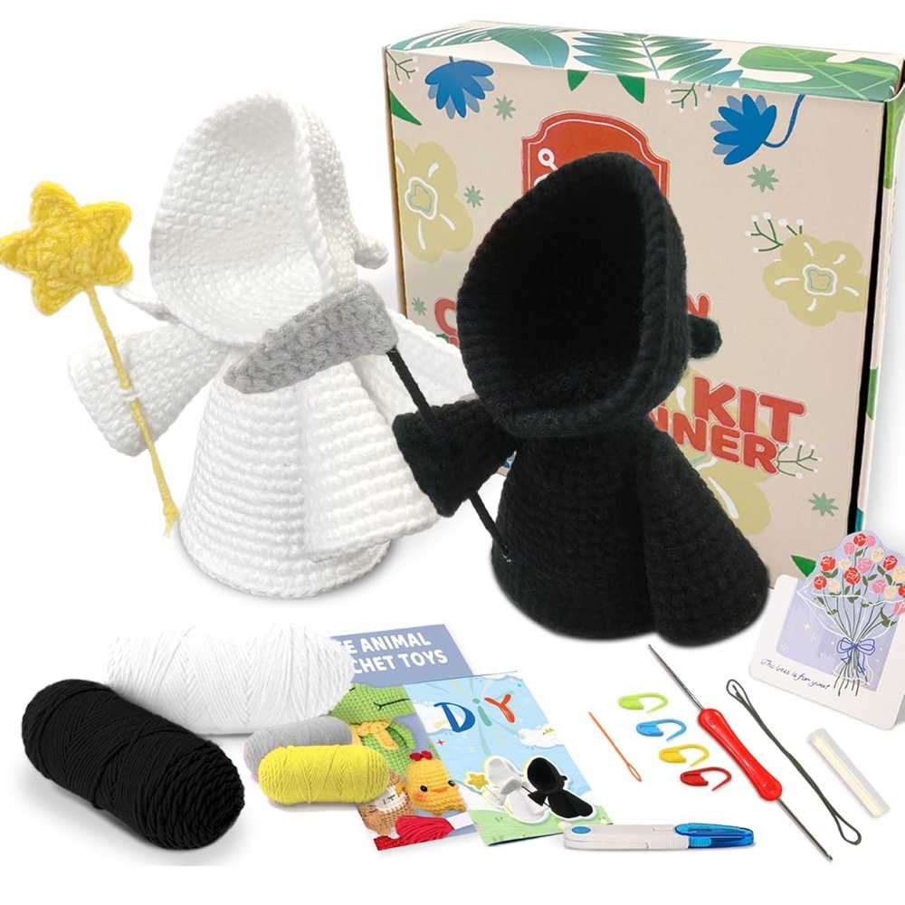DIY Crochet Wizard/Angels Kit for Kids - Black and White